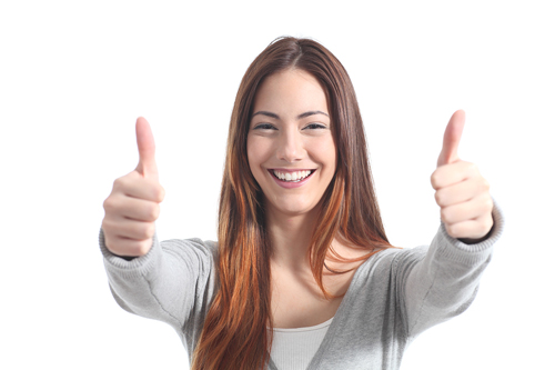 woman giving thumbs up