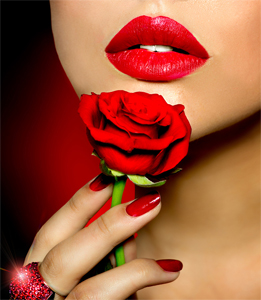 red rose and red lips