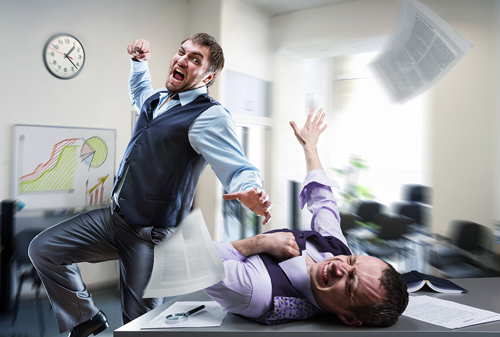 angry men arguing in the office